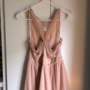 SOLD — Free people pink lacy v-neck, cutout back top
